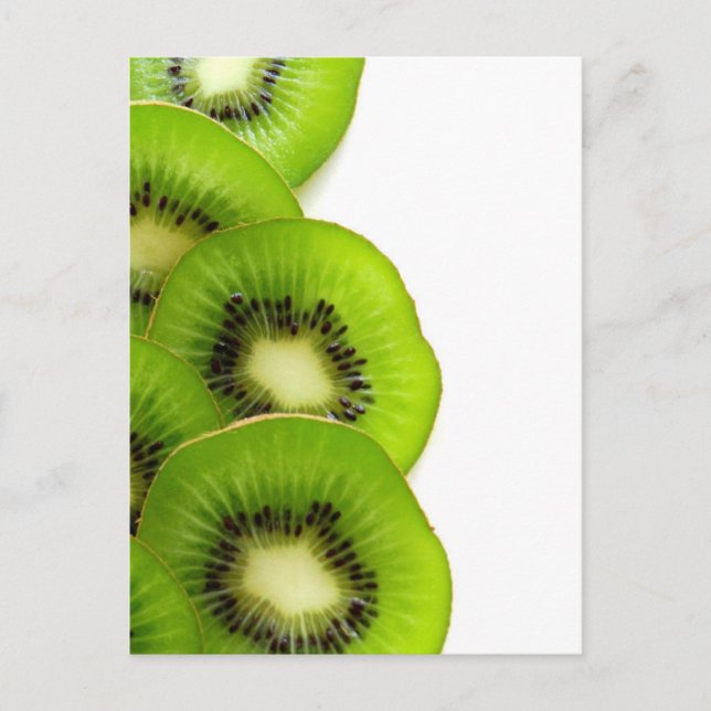 Postal Rebanadas verdes de la fruta de kiwi - impresión (Anverso)