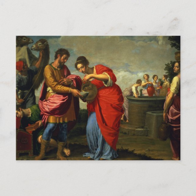 Postal Rebecca y Eliezer en el pozo, c.1626-27 (Anverso)