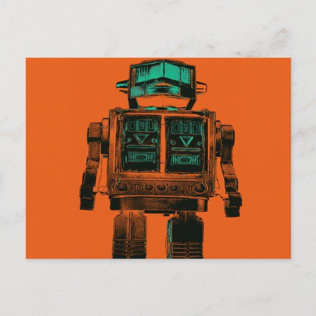 Postal Rebelión de robots radiactivos (Anverso)