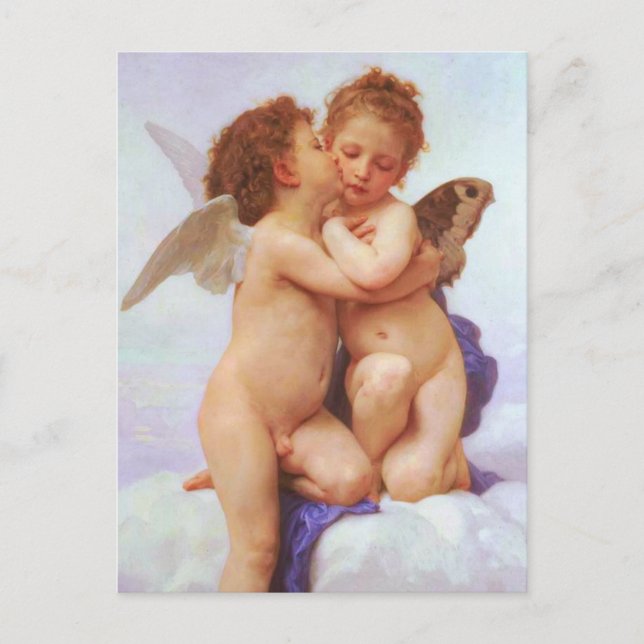 Postal Rebelión romántica - Primer beso de Bouguereau (Anverso)
