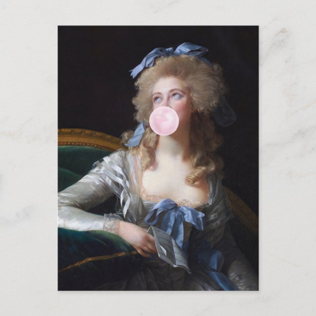 Postal Recatada con chicle rosa (Anverso)