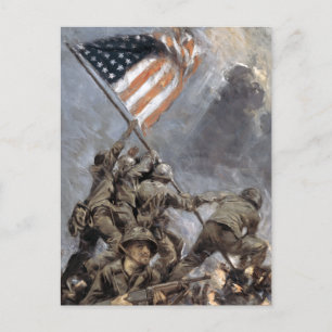 Postal Recaudación de banderas en el Monte Suribachi, Iwo
