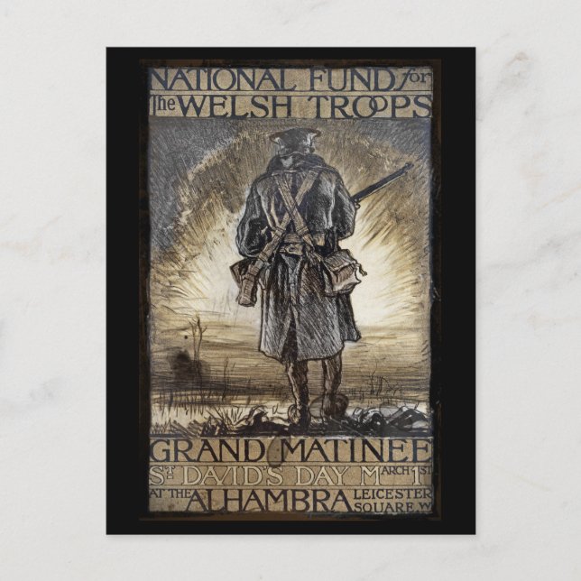 Postal Recaudación de fondos nacional para tropas galesas (Anverso)