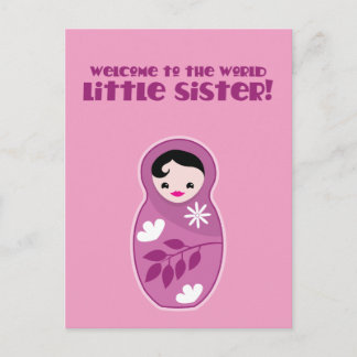 Postal ¡Recepción a la pequeña hermana del mundo! muñecas
