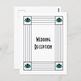 Postal Recepción de boda de diseño Art Deco Azul