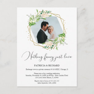Postal Recepción de boda sin pretensiones, solo amor y fu