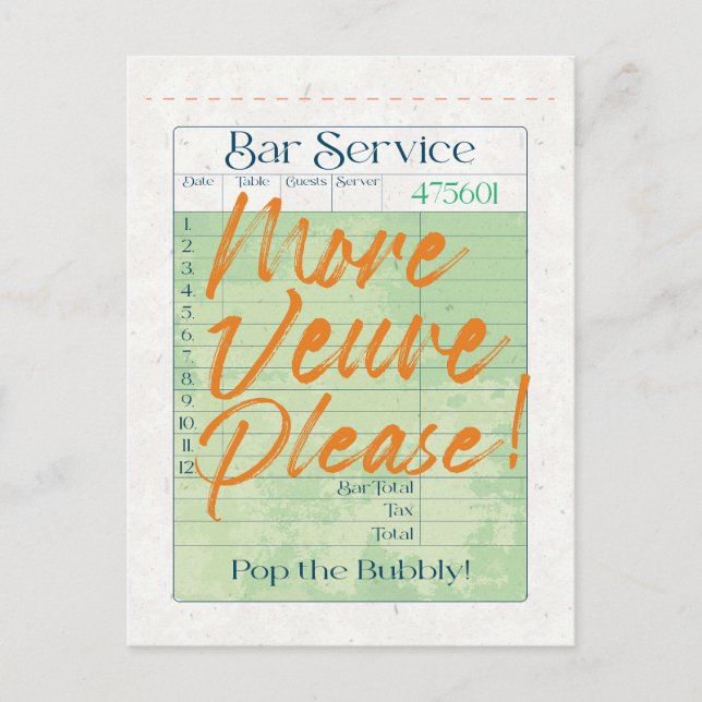 Postal Recepción de cheque de invitado Champagne Pop the  (Anverso)
