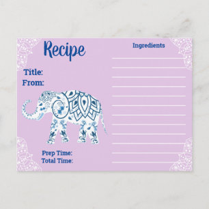 Postal Receta bohemiana de Mandalas y Lotus Elephant