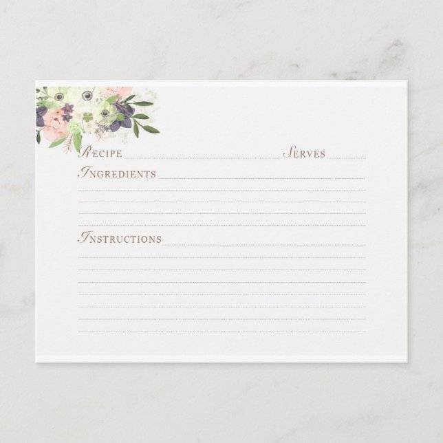 Postal Receta Botánica Floral Acuarela (Anverso)