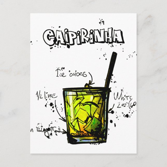 Postal Receta Caipirinia del cóctel (Anverso)