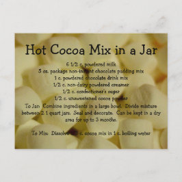 Postal Receta caliente de la mezcla del cacao