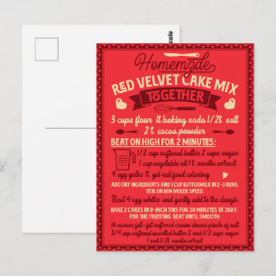 Postal Receta casera de tarta de terciopelo rojo