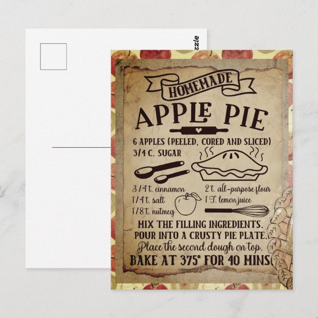 Postal Receta de Apple Pie casera | Postcard (Anverso / Reverso)