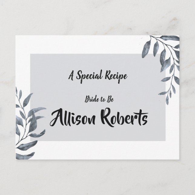 Postal Receta de Baby Shower de Eucalipto Azul Polvo (Anverso)