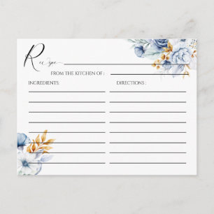 Postal Receta de Boda floral de oro azul turquesa