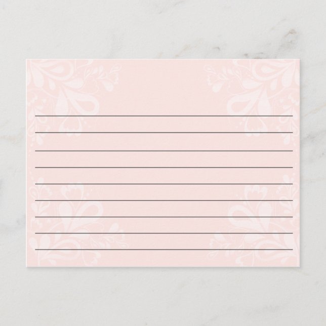 Postal Receta de boda Swirls rosa (Anverso)