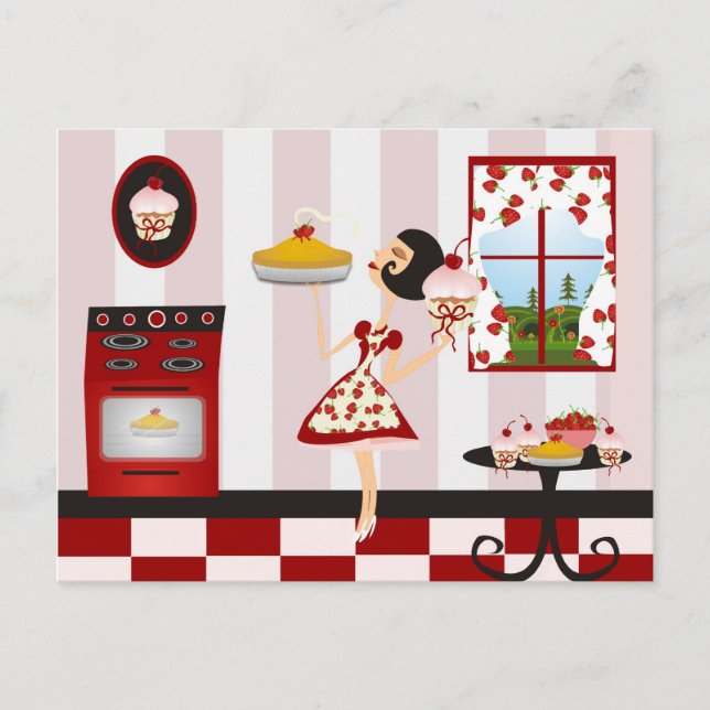 Postal Receta de cocina residencial retro (Anverso)