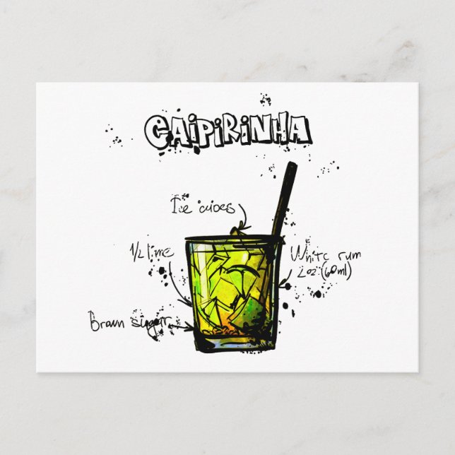 Postal Receta de cóctel Caipirinia (Anverso)