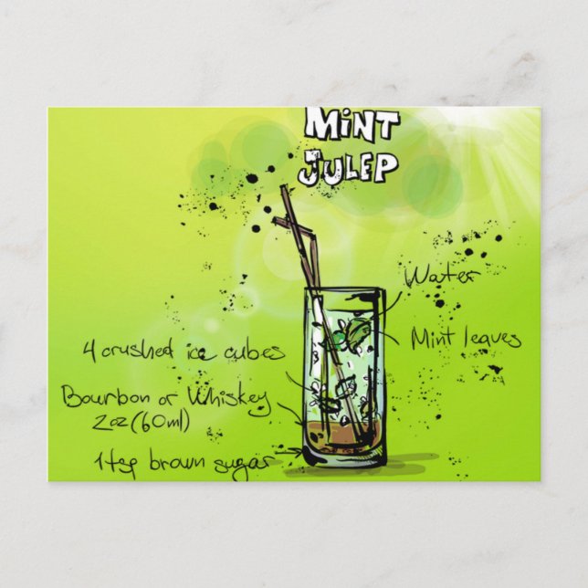 Postal Receta de cóctel de bar (Anverso)