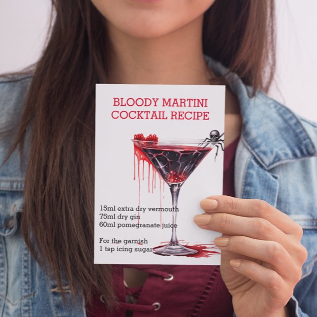 Postal Receta de cóctel de Halloween Bloody Martini (Subido por el creador)