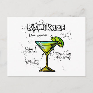 Postal Receta de cóctel de Kamikaze