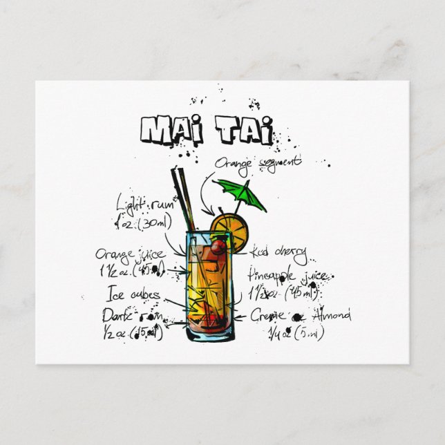 Postal Receta de cóctel Mai Tai (Anverso)
