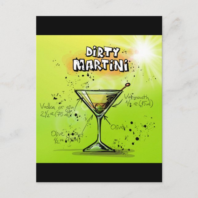 Postal Receta de cóctel Martini (Anverso)