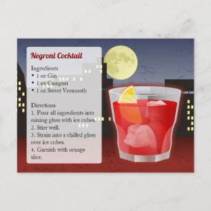 Postal Receta de cóctel Negroni
