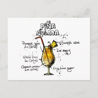 Postal Receta de cóctel Pina Colada