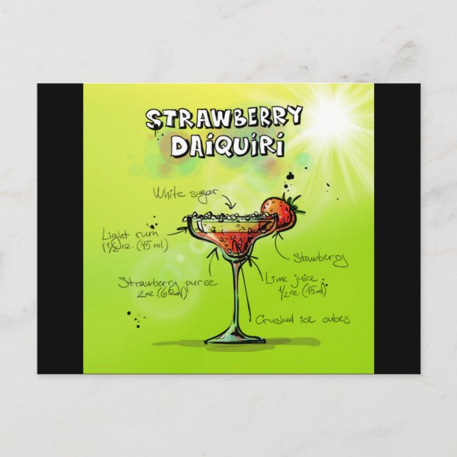 Postal Receta de cócteles de color acuático (Anverso)