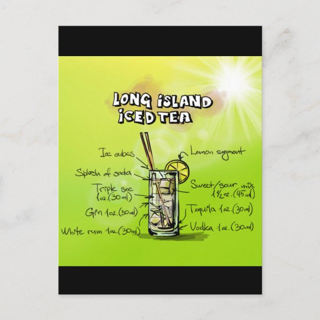 Postal Receta de cócteles del bar acuático (Anverso)