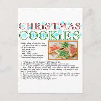 Postal Receta de cookies de navidades