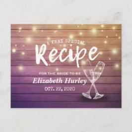 Postal Receta de ducha de novia Champán Gafas de madera L