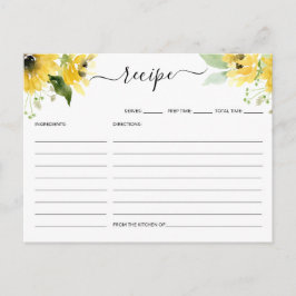 Postal Receta de ducha de novia del Sunflower Garden