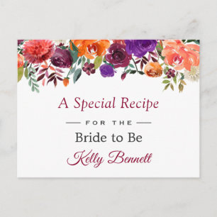 Postal Receta de ducha de novia floral de Naranja de Borg