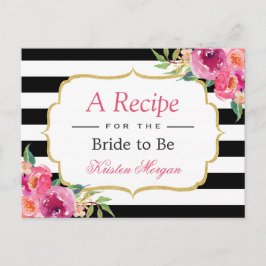 Postal Receta de ducha de novia floral roja púrpura