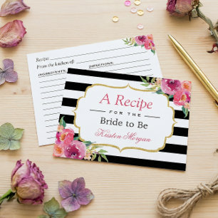 Postal Receta de ducha de novia floral roja púrpura