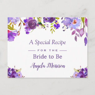 Postal Receta de ducha de novias Flores violeta púrpura