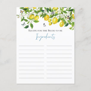 Postal Receta De Ducha Lemon Lemon De Verano Para Novia