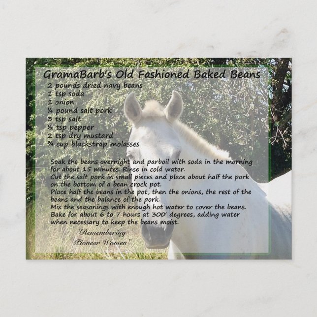 Postal Receta de frijol a la moda (Anverso)