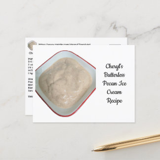 Postal Receta de helado de pecan sin mariposas de Cheryl