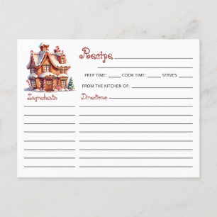 Postal Receta de la casa de pan de galleta de los navidad