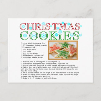 Postal Receta de las cookies de los navidades