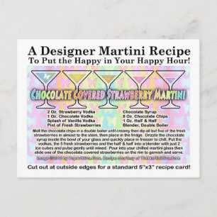 Postal Receta de Martini de Fresa Cubierta de Chocolate P