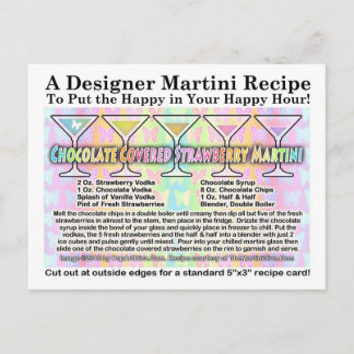 Postal Receta de Martini de Fresa Cubierta de Chocolate P