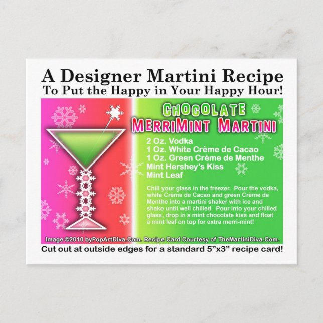 Postal Receta de Martini para Navidades MerriMint de choc (Anverso)