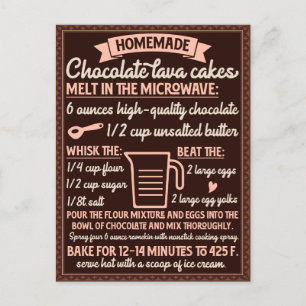 Postal Receta de pastel de chocolate con lava para el día