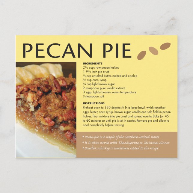 Postal Receta de pastel de pacana Cocina regional (Anverso)