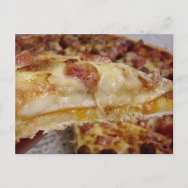 Postal Receta De Pizza De Desayuno Bacon Y Queso (Anverso)