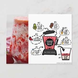 Postal receta de smoothie de piel de fresa glaze